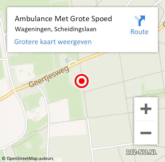 Locatie op kaart van de 112 melding: Ambulance Met Grote Spoed Naar Wageningen, Scheidingslaan op 26 oktober 2013 11:03