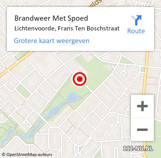 Locatie op kaart van de 112 melding: Brandweer Met Spoed Naar Lichtenvoorde, Frans Ten Boschstraat op 1 januari 2015 18:05