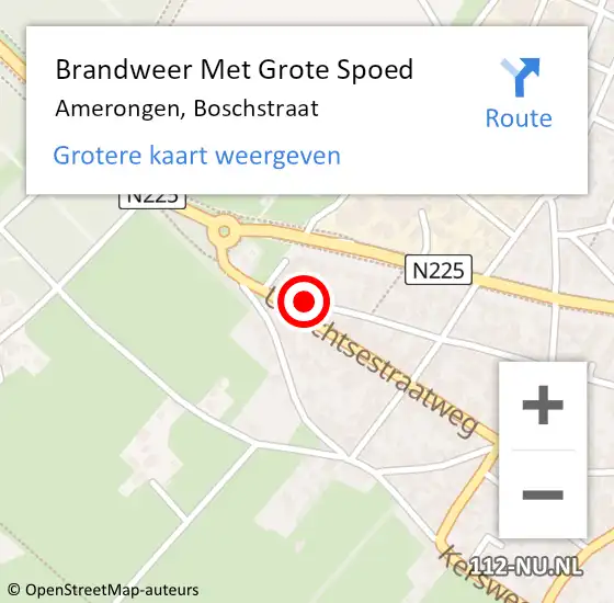 Locatie op kaart van de 112 melding: Brandweer Met Grote Spoed Naar Amerongen, Boschstraat op 1 januari 2015 18:06