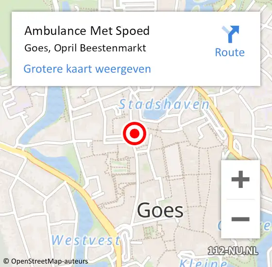 Locatie op kaart van de 112 melding: Ambulance Met Spoed Naar Goes, Opril Beestenmarkt op 1 januari 2015 18:18