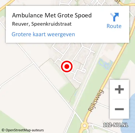 Locatie op kaart van de 112 melding: Ambulance Met Grote Spoed Naar Reuver, Speenkruidstraat op 1 januari 2015 19:22