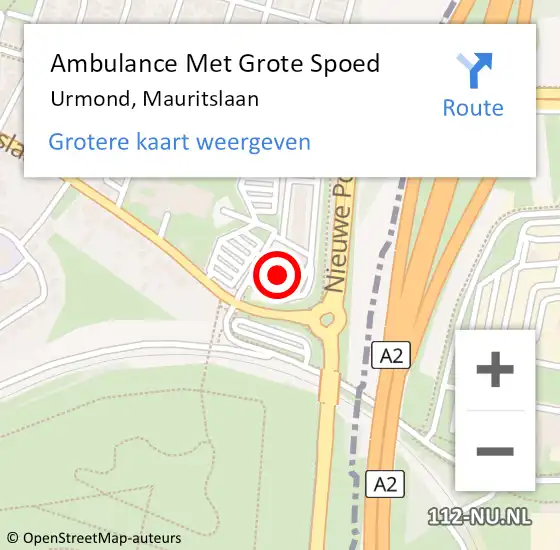 Locatie op kaart van de 112 melding: Ambulance Met Grote Spoed Naar Urmond, Mauritslaan op 1 januari 2015 20:19