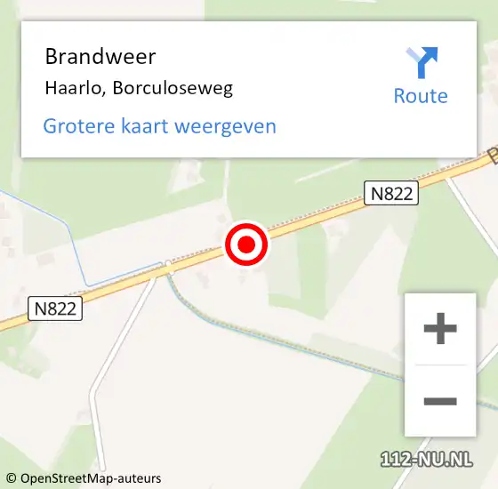 Locatie op kaart van de 112 melding: Brandweer Haarlo, Borculoseweg op 2 januari 2015 00:17