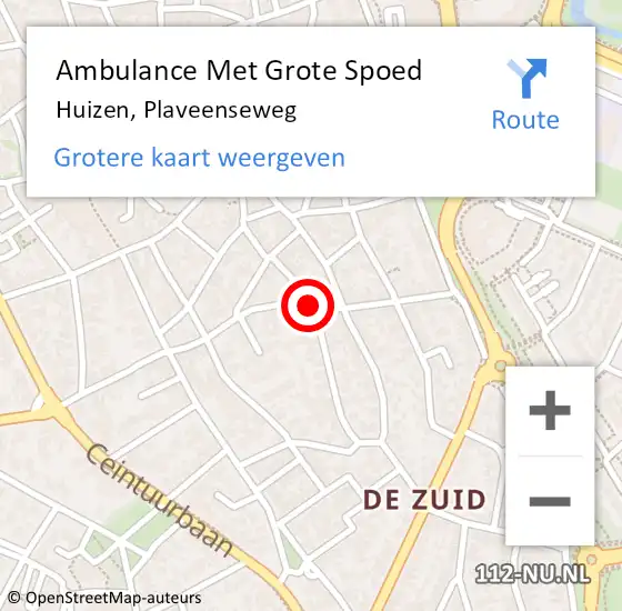 Locatie op kaart van de 112 melding: Ambulance Met Grote Spoed Naar Huizen, Plaveenseweg op 2 januari 2015 02:13