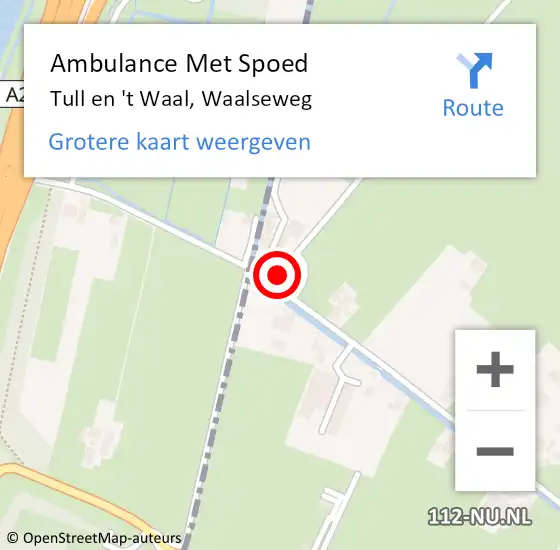 Locatie op kaart van de 112 melding: Ambulance Met Spoed Naar Tull en 't Waal, Waalseweg op 2 januari 2015 08:41