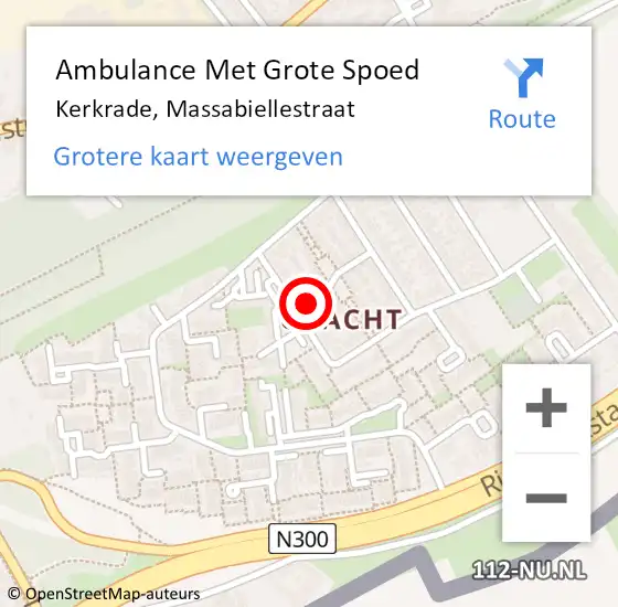 Locatie op kaart van de 112 melding: Ambulance Met Grote Spoed Naar Kerkrade, Massabiellestraat op 2 januari 2015 08:46