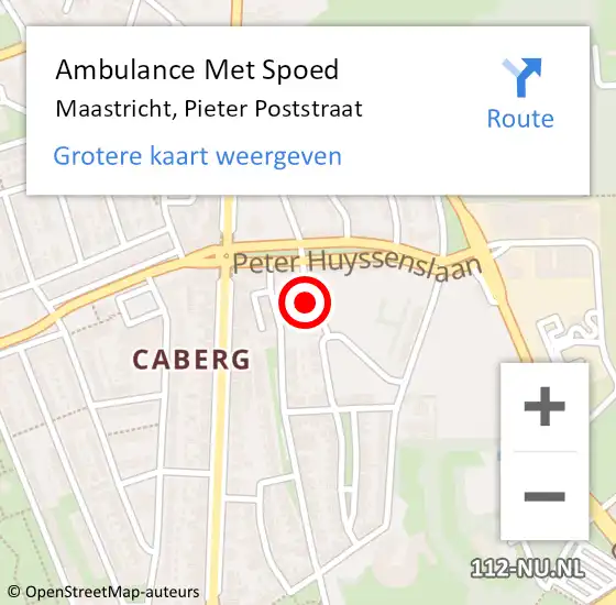 Locatie op kaart van de 112 melding: Ambulance Met Spoed Naar Maastricht, Pieter Poststraat op 2 januari 2015 09:01