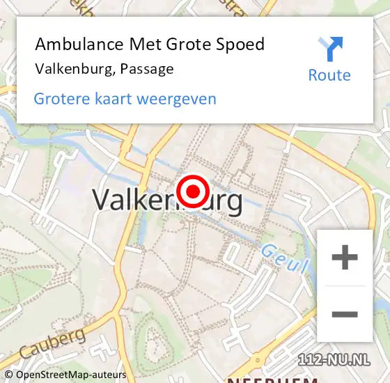 Locatie op kaart van de 112 melding: Ambulance Met Grote Spoed Naar Valkenburg, Passage op 2 januari 2015 09:02