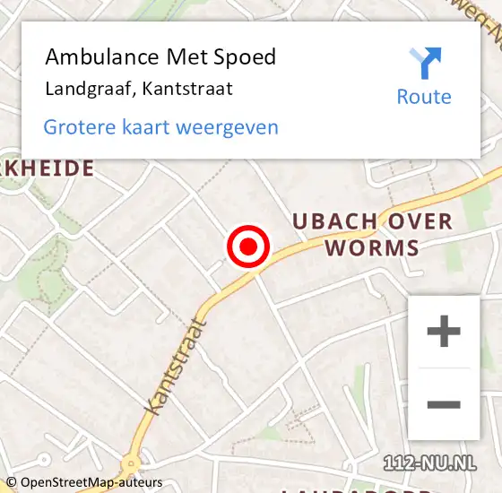 Locatie op kaart van de 112 melding: Ambulance Met Spoed Naar Landgraaf, Kantstraat op 2 januari 2015 09:38