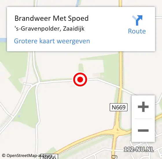 Locatie op kaart van de 112 melding: Brandweer Met Spoed Naar 's-Gravenpolder, Zaaidijk op 2 januari 2015 10:01