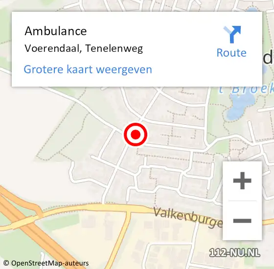 Locatie op kaart van de 112 melding: Ambulance Voerendaal, Tenelenweg op 2 januari 2015 10:12