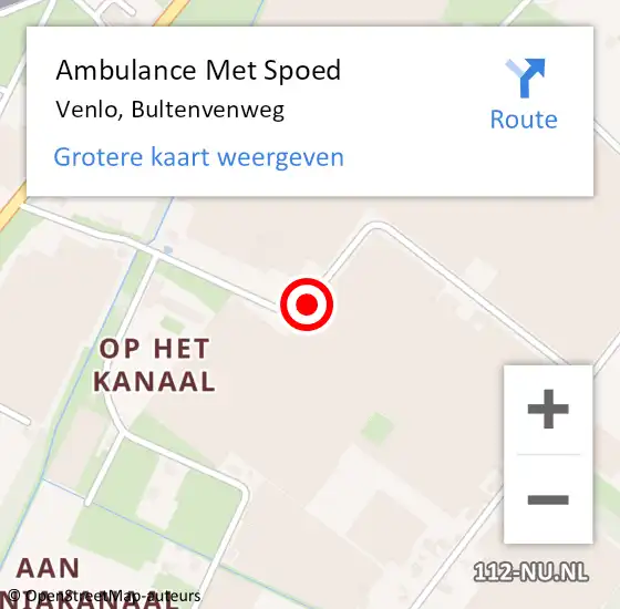 Locatie op kaart van de 112 melding: Ambulance Met Spoed Naar Venlo, Bultenvenweg op 2 januari 2015 10:27