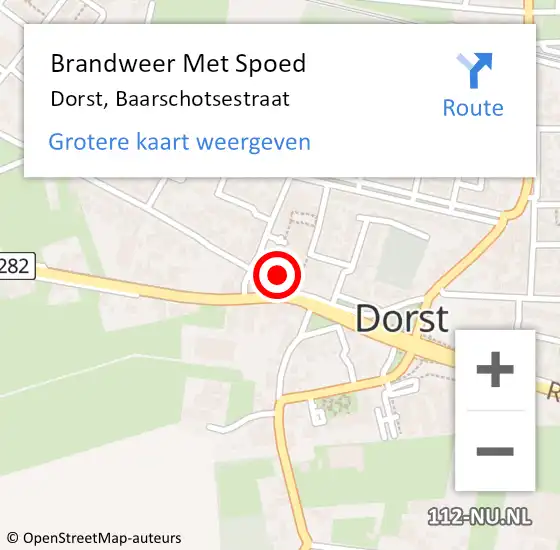 Locatie op kaart van de 112 melding: Brandweer Met Spoed Naar Dorst, Baarschotsestraat op 2 januari 2015 10:29