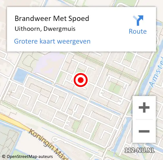 Locatie op kaart van de 112 melding: Brandweer Met Spoed Naar Uithoorn, Dwergmuis op 2 januari 2015 10:42