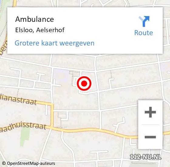 Locatie op kaart van de 112 melding: Ambulance Elsloo, Aelserhof op 2 januari 2015 10:58