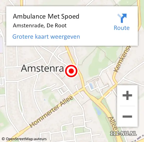 Locatie op kaart van de 112 melding: Ambulance Met Spoed Naar Amstenrade, De Root op 2 januari 2015 11:12