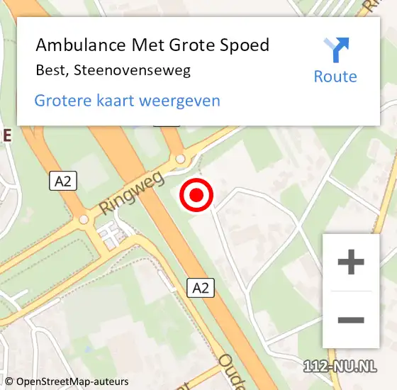 Locatie op kaart van de 112 melding: Ambulance Met Grote Spoed Naar Best, Steenovenseweg op 2 januari 2015 12:27