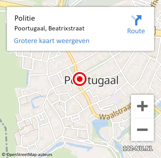 Locatie op kaart van de 112 melding: Politie Poortugaal, Beatrixstraat op 2 januari 2015 12:38