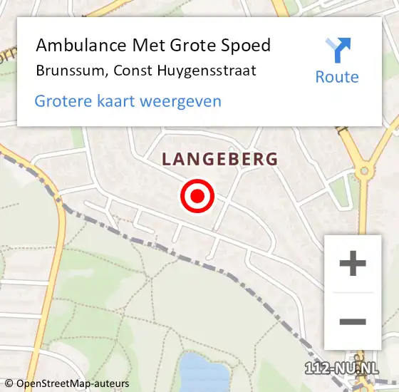 Locatie op kaart van de 112 melding: Ambulance Met Grote Spoed Naar Brunssum, Const Huygensstraat op 2 januari 2015 13:01