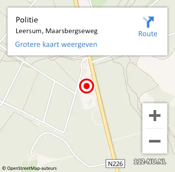 Locatie op kaart van de 112 melding: Politie Leersum, Maarsbergseweg op 2 januari 2015 13:12