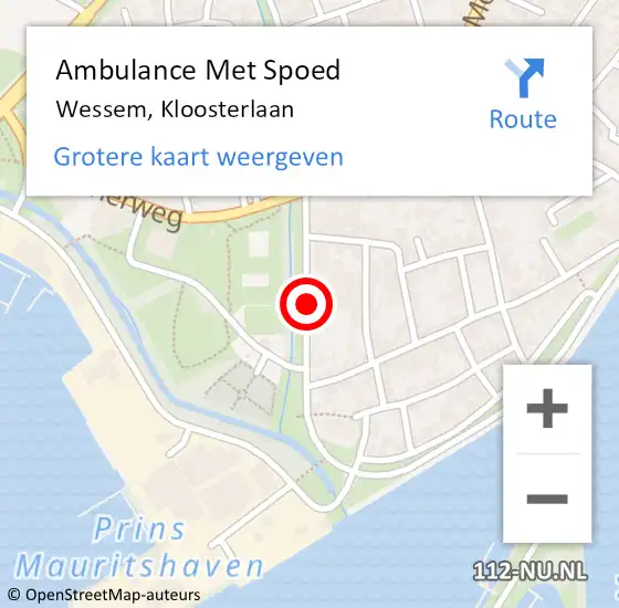 Locatie op kaart van de 112 melding: Ambulance Met Spoed Naar Wessem, Kloosterlaan op 2 januari 2015 13:21