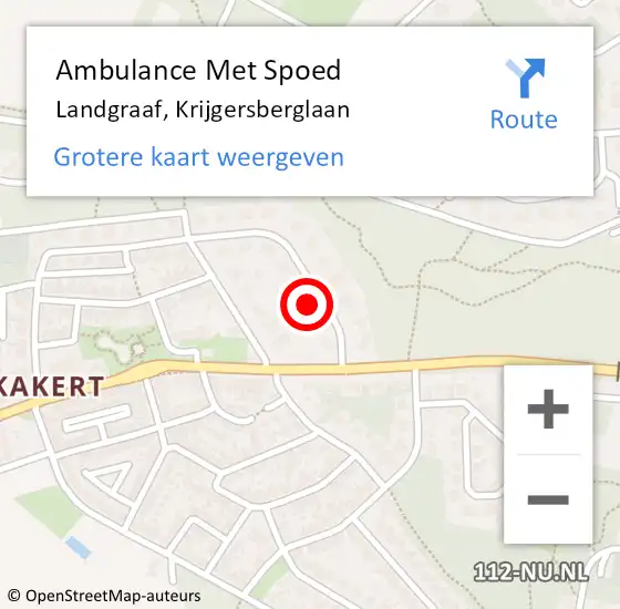 Locatie op kaart van de 112 melding: Ambulance Met Spoed Naar Landgraaf, Krijgersberglaan op 2 januari 2015 13:27