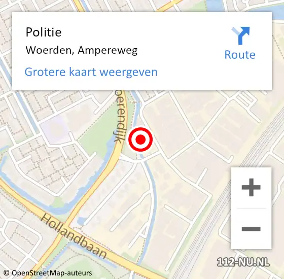 Locatie op kaart van de 112 melding: Politie Woerden, Ampereweg op 2 januari 2015 13:33