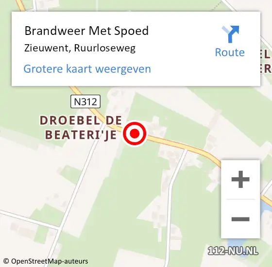 Locatie op kaart van de 112 melding: Brandweer Met Spoed Naar Zieuwent, Ruurloseweg op 2 januari 2015 13:49