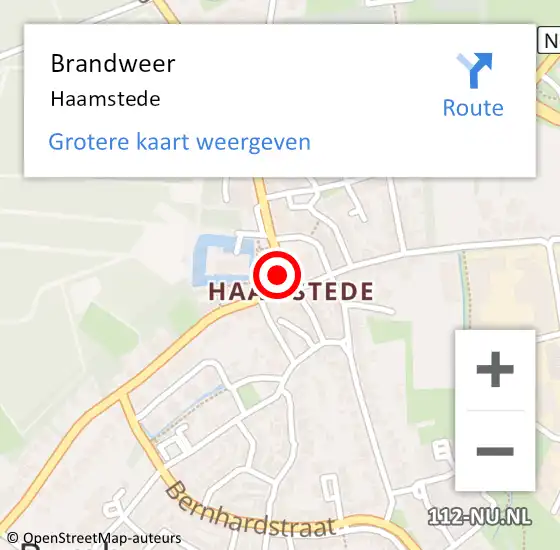 Locatie op kaart van de 112 melding: Brandweer Haamstede op 2 januari 2015 14:08
