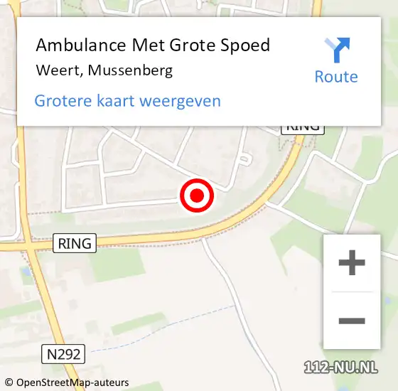 Locatie op kaart van de 112 melding: Ambulance Met Grote Spoed Naar Weert, Mussenberg op 26 oktober 2013 12:30