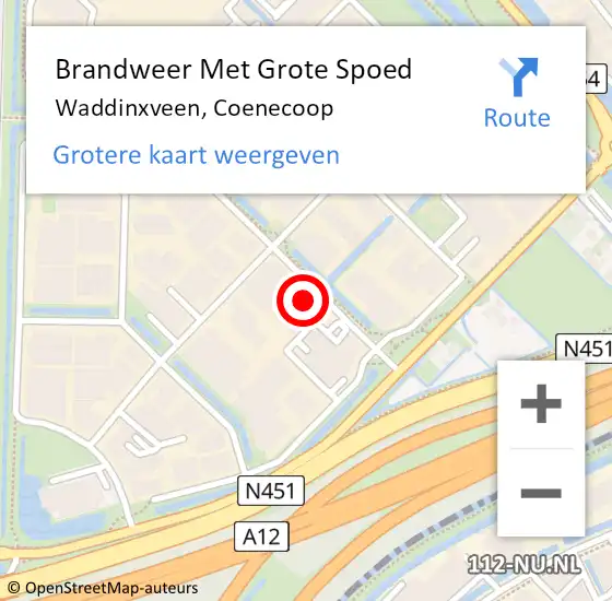 Locatie op kaart van de 112 melding: Brandweer Met Grote Spoed Naar Waddinxveen, Coenecoop op 2 januari 2015 14:18