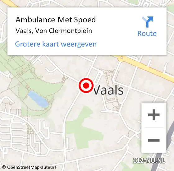 Locatie op kaart van de 112 melding: Ambulance Met Spoed Naar Vaals, Von Clermontplein op 2 januari 2015 14:19