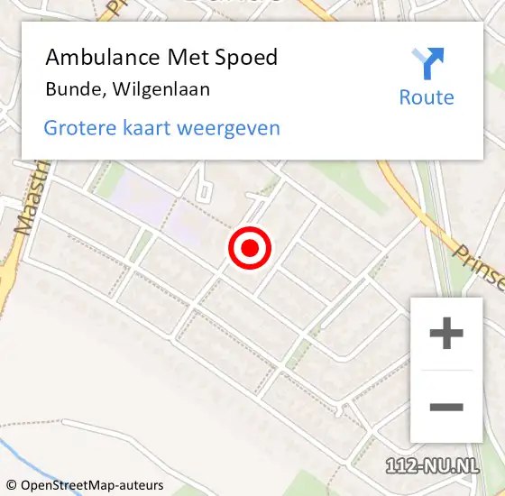 Locatie op kaart van de 112 melding: Ambulance Met Spoed Naar Bunde, Wilgenlaan op 2 januari 2015 14:31