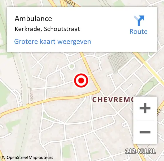 Locatie op kaart van de 112 melding: Ambulance Kerkrade, Schoutstraat op 2 januari 2015 15:00