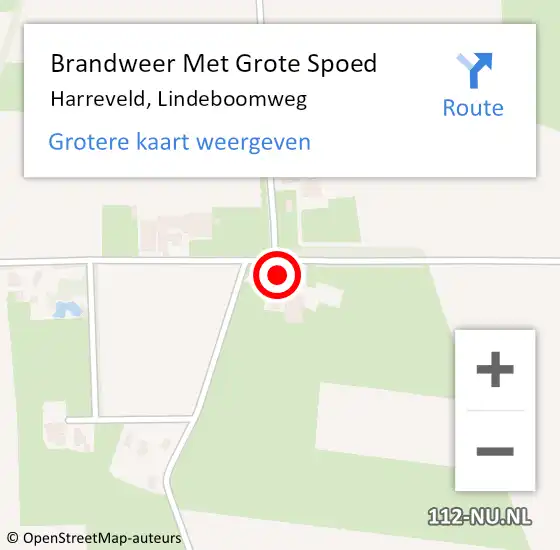 Locatie op kaart van de 112 melding: Brandweer Met Grote Spoed Naar Harreveld, Lindeboomweg op 26 oktober 2013 12:38