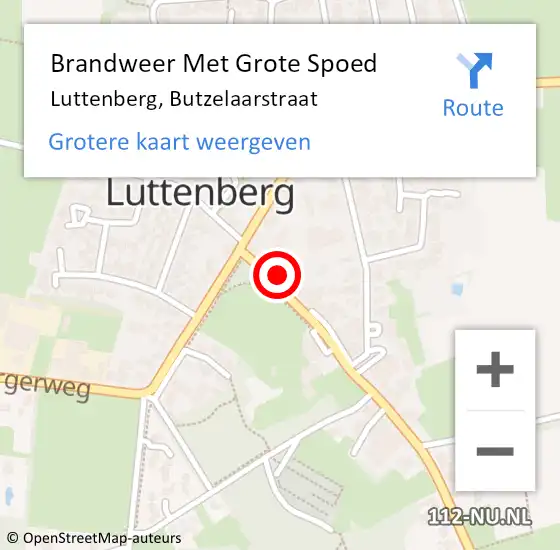 Locatie op kaart van de 112 melding: Brandweer Met Grote Spoed Naar Luttenberg, Butzelaarstraat op 2 januari 2015 15:31