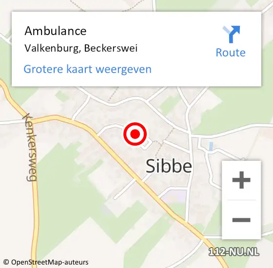 Locatie op kaart van de 112 melding: Ambulance Valkenburg, Beckerswei op 2 januari 2015 15:32