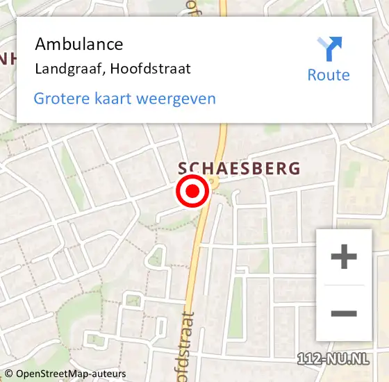 Locatie op kaart van de 112 melding: Ambulance Landgraaf, Hoofdstraat op 2 januari 2015 15:40