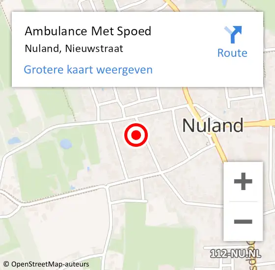 Locatie op kaart van de 112 melding: Ambulance Met Spoed Naar Nuland, Nieuwstraat op 2 januari 2015 15:55