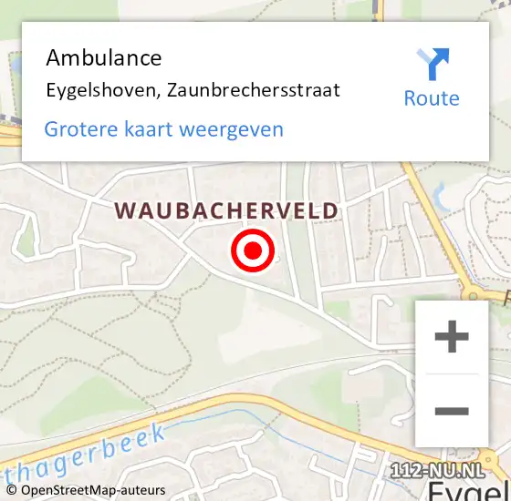 Locatie op kaart van de 112 melding: Ambulance Eygelshoven, Zaunbrechersstraat op 2 januari 2015 16:01