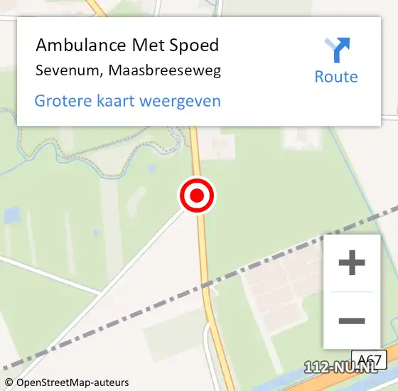 Locatie op kaart van de 112 melding: Ambulance Met Spoed Naar Sevenum, Maasbreeseweg op 2 januari 2015 17:00