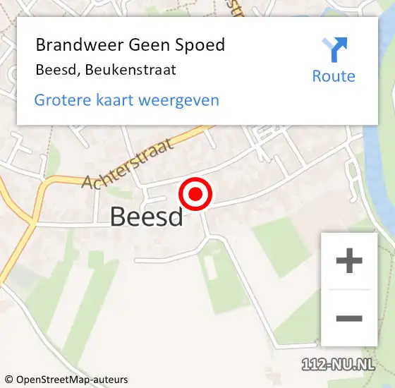 Locatie op kaart van de 112 melding: Brandweer Geen Spoed Naar Beesd, Beukenstraat op 2 januari 2015 17:13