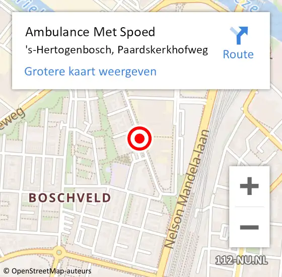 Locatie op kaart van de 112 melding: Ambulance Met Spoed Naar 's-Hertogenbosch, Paardskerkhofweg op 2 januari 2015 17:17