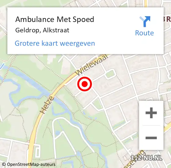 Locatie op kaart van de 112 melding: Ambulance Met Spoed Naar Geldrop, Alkstraat op 2 januari 2015 17:22