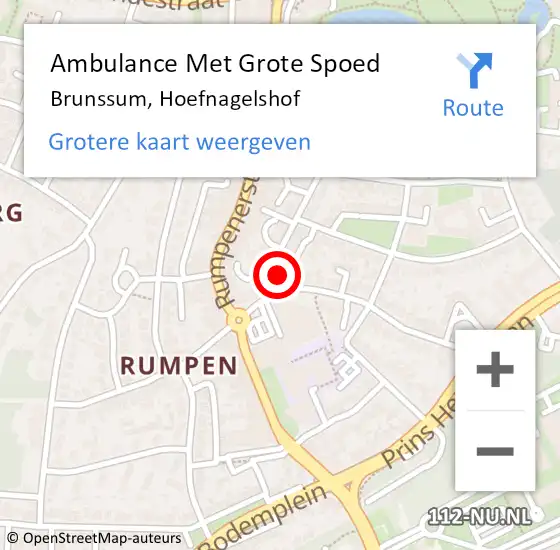 Locatie op kaart van de 112 melding: Ambulance Met Grote Spoed Naar Brunssum, Hoefnagelshof op 2 januari 2015 17:25