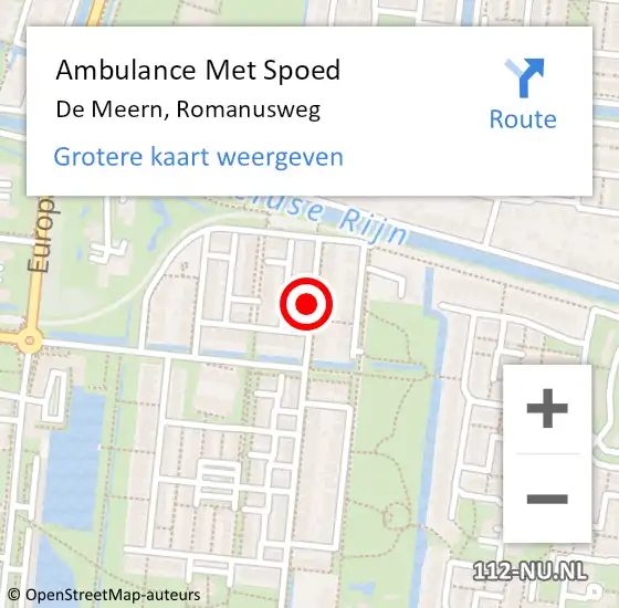 Locatie op kaart van de 112 melding: Ambulance Met Spoed Naar De Meern, Romanusweg op 2 januari 2015 18:08