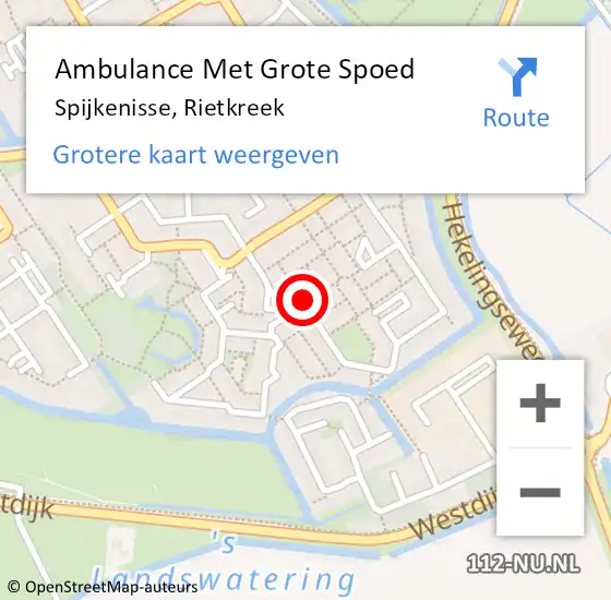 Locatie op kaart van de 112 melding: Ambulance Met Grote Spoed Naar Spijkenisse, Rietkreek op 2 januari 2015 18:32