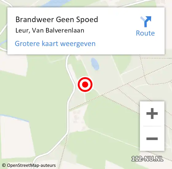 Locatie op kaart van de 112 melding: Brandweer Geen Spoed Naar Leur, Van Balverenlaan op 2 januari 2015 18:40