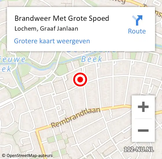 Locatie op kaart van de 112 melding: Brandweer Met Grote Spoed Naar Lochem, Graaf Janlaan op 2 januari 2015 19:00