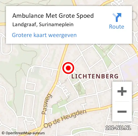 Locatie op kaart van de 112 melding: Ambulance Met Grote Spoed Naar Landgraaf, Surinameplein op 2 januari 2015 19:17